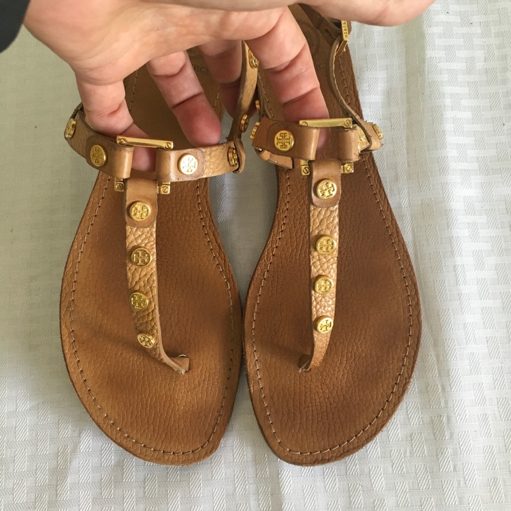Tory Burch Beige Nailhead Sandals size 10.5.